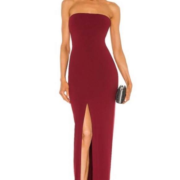 Elegant Strapless Burgundy Dress